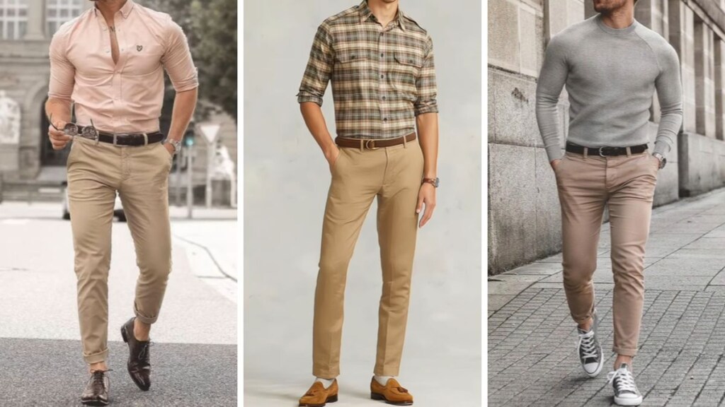 Style guide showing what color belt goes with khaki pants