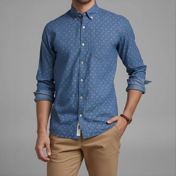 Blue Shirt with Khaki Pants