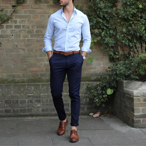 Light Blue Shirt with Navy Blue Pants