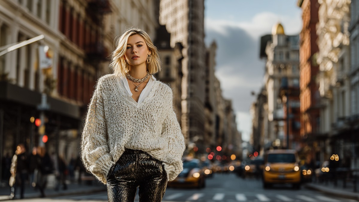 What to wear under a knit sweater 1