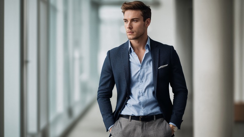 Men wearing Oxford shirt for business casual look