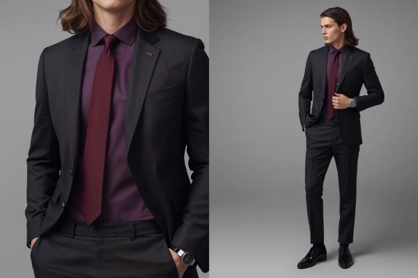 Purple Shirt With A Burgundy Tie