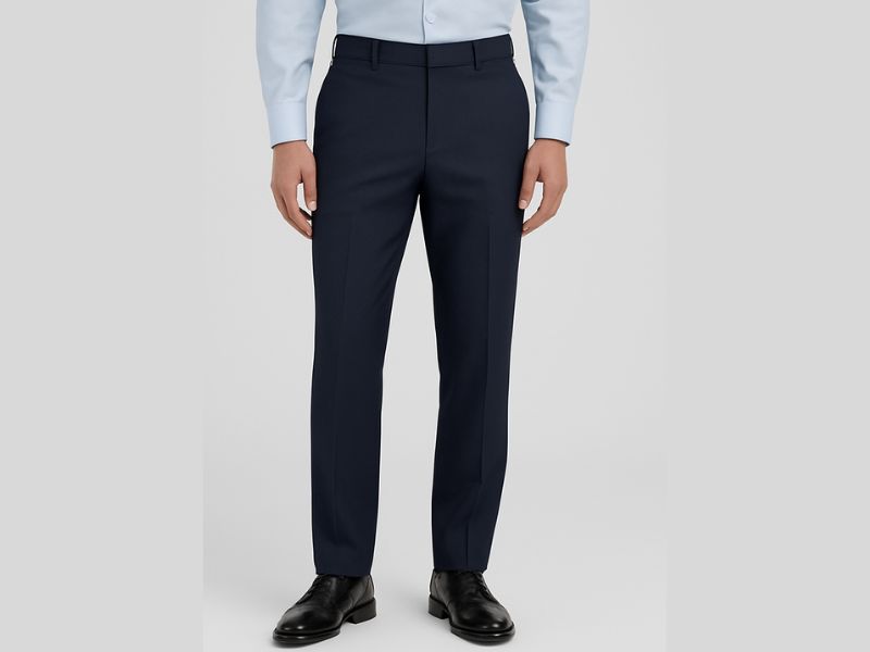 Best men’s winter pants – wool-blend suit trousers with cashmere sweater and leather shoes