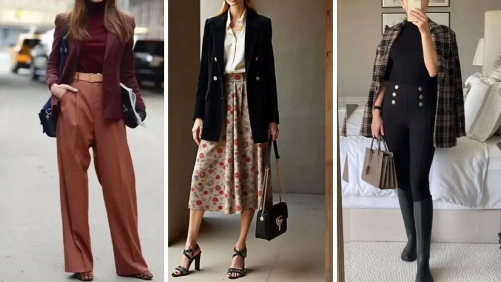 Women wearing stylish casual blazers in different outfits, showcasing the best casual blazer styles for women